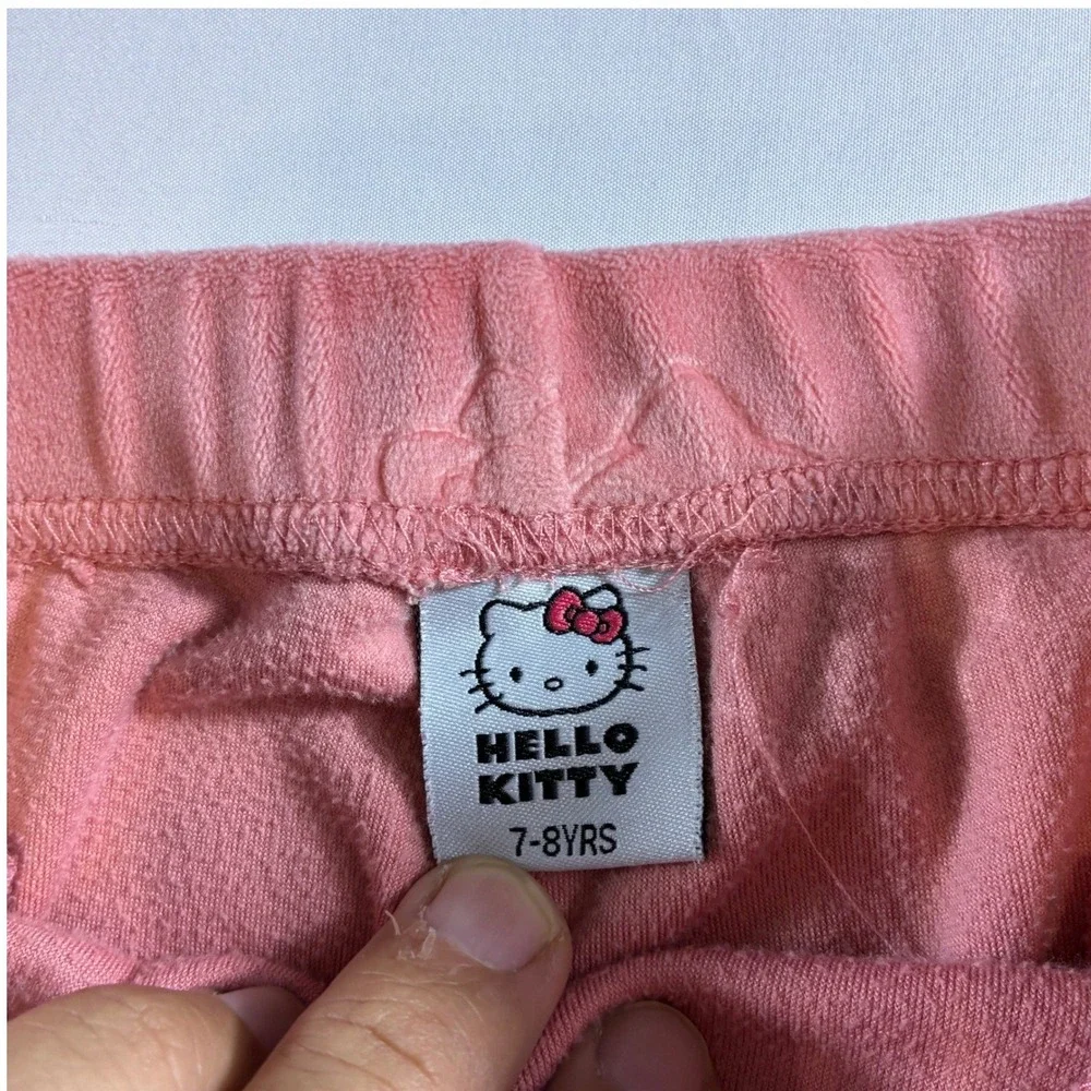 Sanrio Hello Kitty‎ Pink Velour Tracksuit Hoodie & Joggers Set Kids Size 7-8YRS